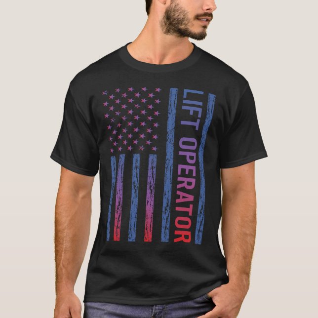 USA Flag Lyftoperatör T Shirt (Framsida)