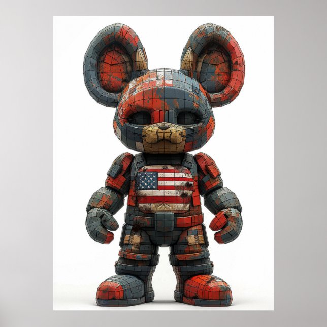 USA Flag Mascot — Modern Patriotic Wall Art Poster (Framsidan)