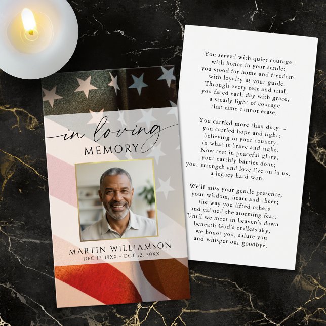 USA Flag Militär Begravning Foto Bönkort Visitkort (Skapare uppladdad)