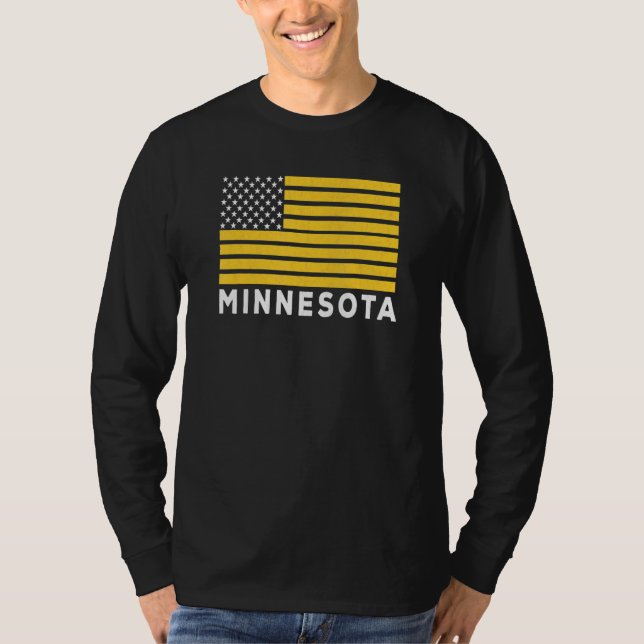 USA Flag Minnesota Purple & Yellow Minnesota Ameri T Shirt (Framsida)