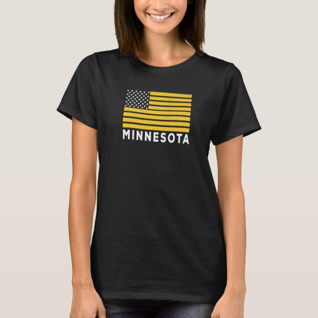 USA Flag Minnesota Purple & Yellow Minnesota Ameri T Shirt (Framsida)