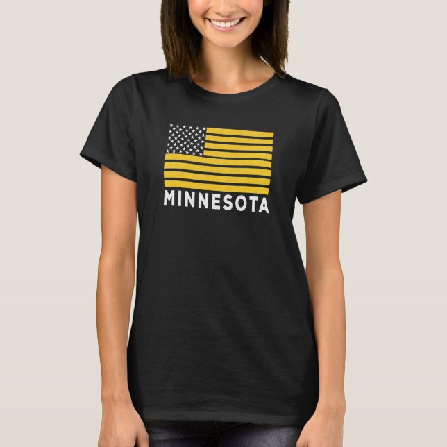 USA Flag Minnesota Purple & Yellow Minnesota Ameri T Shirt (Framsida)