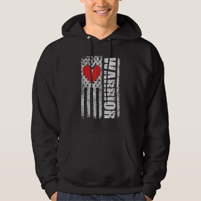 USA Flag Open Heart Surgery Recovery Distressed Hoodie (Framsida)