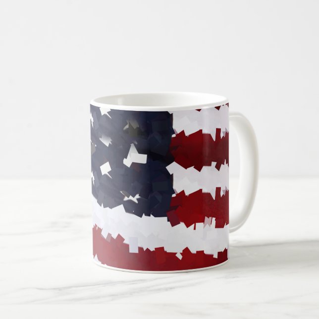 USA Flag Paper Mache-Look  Kaffemugg (Framsida höger)