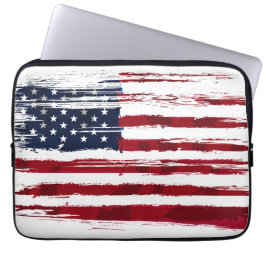 USA Flag Patriotic American Red White Blue Laptop Fodral