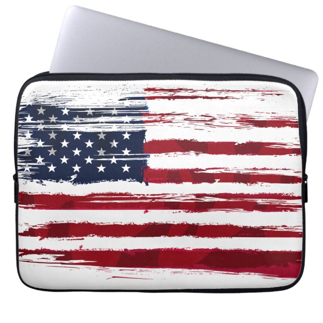 USA Flag Patriotic American Red White Blue Laptop Fodral (Framsidan)