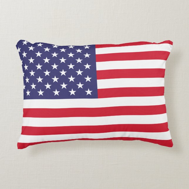 USA Flag Patriotic American Red White Blue Prydnadskudde (Framsidan)