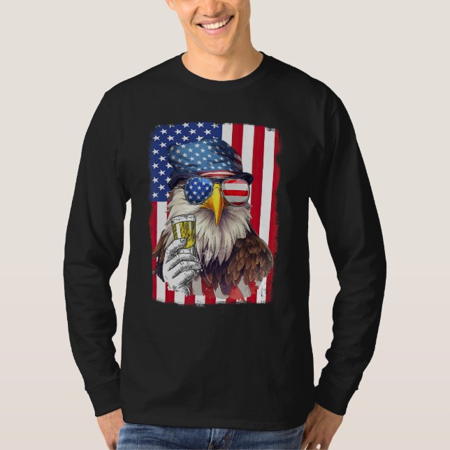 USA Flag Patriotic Eagle Sunglasses 4th Of July Be T Shirt (Framsida)
