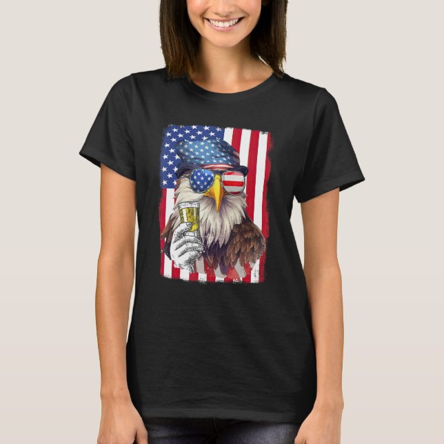 USA Flag Patriotic Eagle Sunglasses 4th Of July Be T Shirt (Framsida)