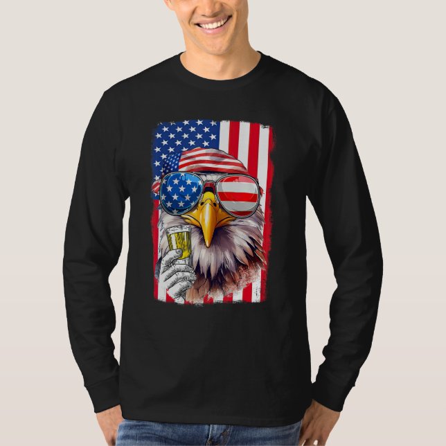 USA Flag Patriotic Eagle Sunglasses 4th Of July Be T Shirt (Framsida)