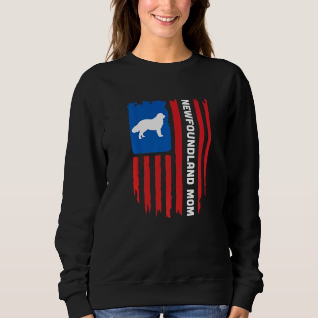 USA flag Patriotic Newfoundland Mom T Shirt (Framsida)