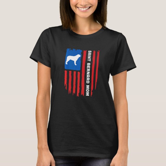 USA flag Patriotic Saint Bernard Mom T Shirt (Framsida)