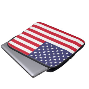 USA Flag Patriotisk Amerikansk Röd Vit Blå Laptop Fodral