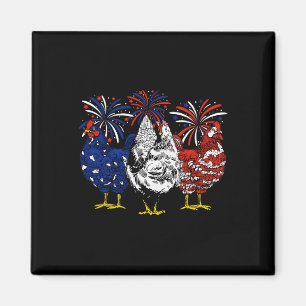 USA Flag Patriotisk Kycklingälskare 4:e Juli Magnet