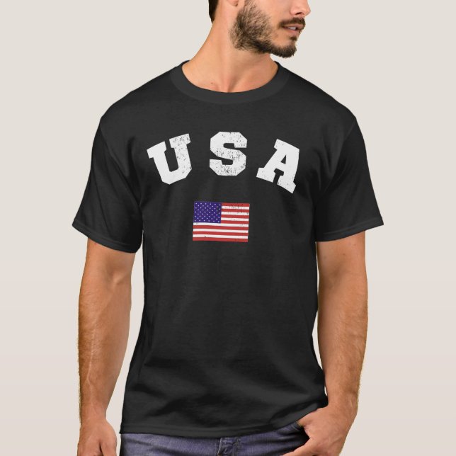 USA Flag Patriotisk T Shirt (Framsida)