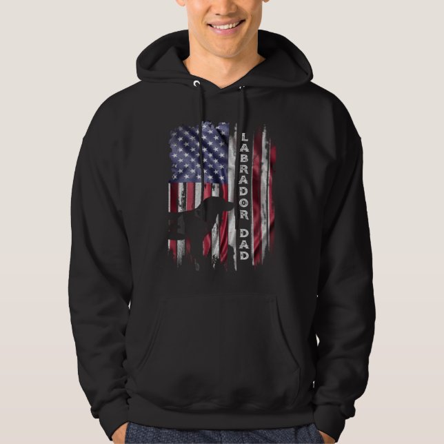 USA Flag Proud Labrador Retriever Lab Dad Silhouet Hoodie (Framsida)