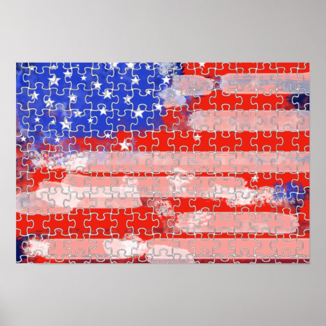 USA flag puzzle Poster (Framsidan)