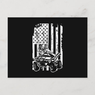 USA Flag Quad Racing ATV Rider Offroad Gift Vykort