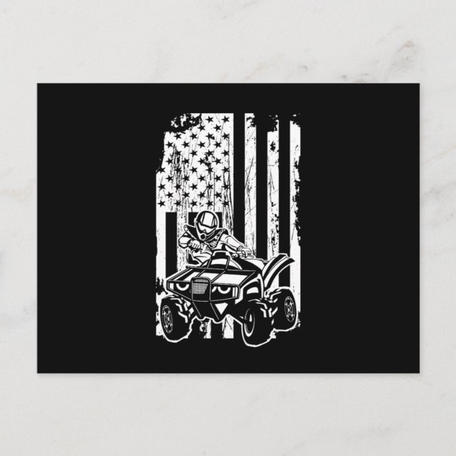 USA Flag Quad Racing ATV Rider Offroad Gift Vykort (Framsida)