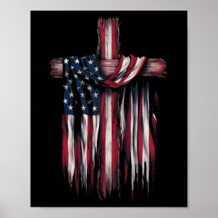 USA Flag Religiös Citat 4:e Juli Kristet Trosbekän Poster