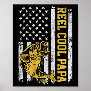 Usa Flag Rulle Cool Papa Patriotisk Fiskedesign O Poster