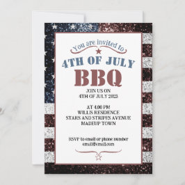 USA flag rustic gnistrar 4 juli BBQ-fest Inbjudningar