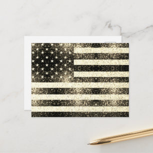 USA flag Rustik guld sepia Gnistrar 4 juli Vykort