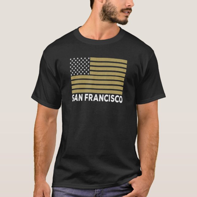 USA Flag San Francisco Dark Red & Maroon San Franc T Shirt (Framsida)