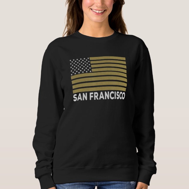 USA Flag San Francisco Dark Red & Maroon San Franc T Shirt (Framsida)