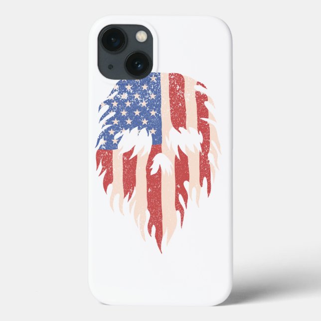 USA Flag Skull Beard | Distressed Patriotic Design (Baksida)