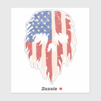 USA Flag Skull Beard | Distressed Patriotic Design Klistermärken