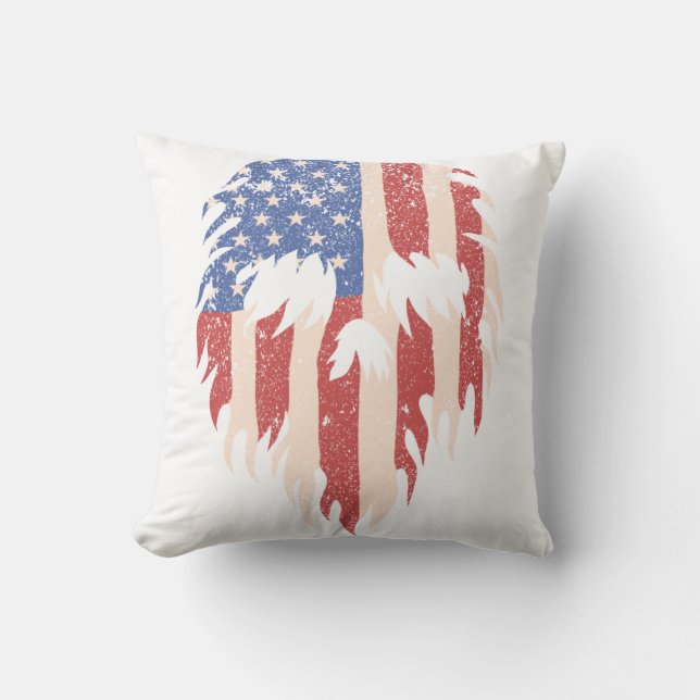 USA Flag Skull Beard | Distressed Patriotic Design Kudde (Framsida)
