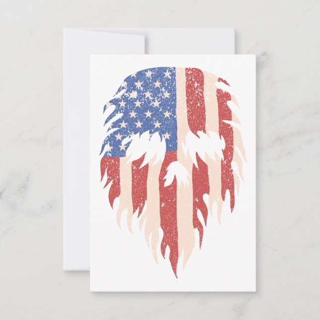 USA Flag Skull Beard | Distressed Patriotic Design Tack Kort (Framsida)