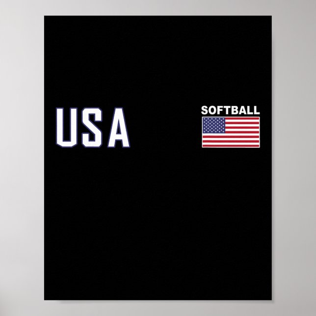 Usa Flag Softll Team Equipment Women Men Softll  Poster (Framsidan)