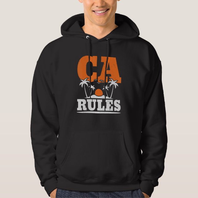 USA Flag State America Travel Californian Californ Hoodie (Framsida)