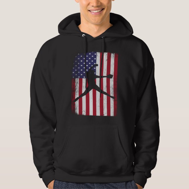 USA Flag Team Softball 4th of July Hoodie (Framsida)