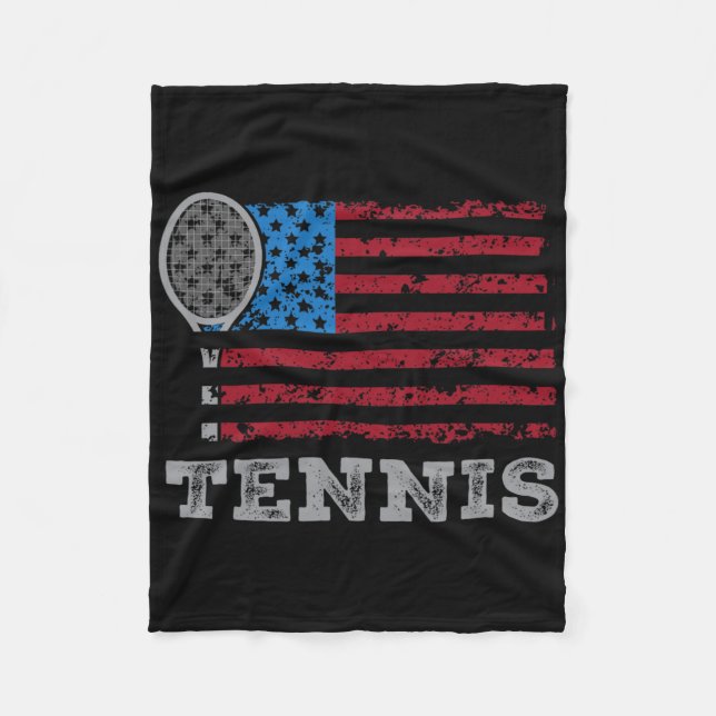 Usa Flag Tennis Mens Womens Us Tennis Lover Team S Fleecefilt (Framsidan)