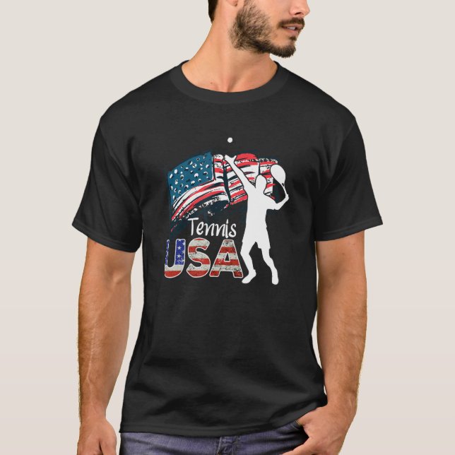 USA flag tennis, US flag tennis, tennis, tennis T Shirt (Framsida)