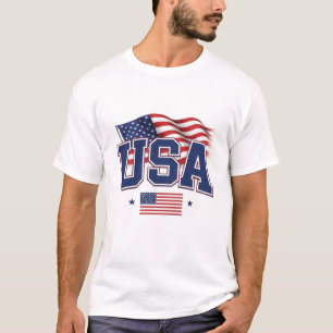 USA Flag Varsity T-shirt Patriotisk POD Bästsälj
