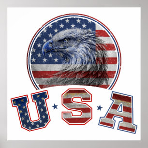 USA Flag Vintage Amerikansk Örn Amerikansk Flagga Poster