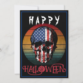 USA FLAG VINTAGE DÖDSKALLE GLAD HALLOWEEN FEST INBJUDNINGAR