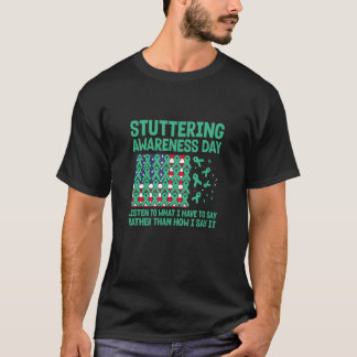 USA flag with sea green ribbons for stuttering awa T Shirt