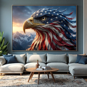USA-flagg Bald Eagle-design Canvastryck