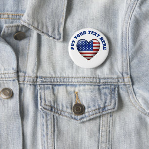 USA flagga 3D-hjärteikon Emblem Brooch Knapp
