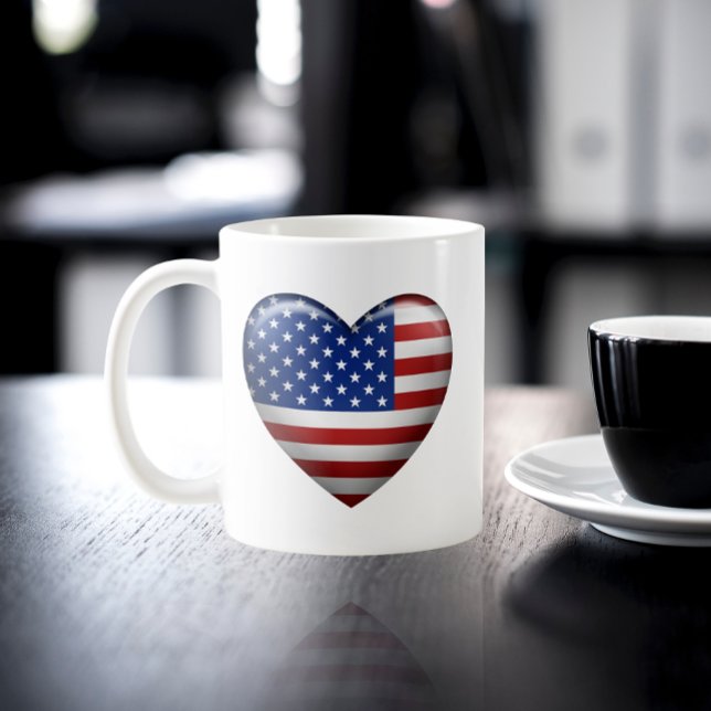 USA flagga | 3D-hjärteikon Kaffemugg (Skapare uppladdad)