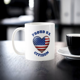 USA flagga | 3D-hjärteikon | Proud U.S. Citizen Kaffemugg