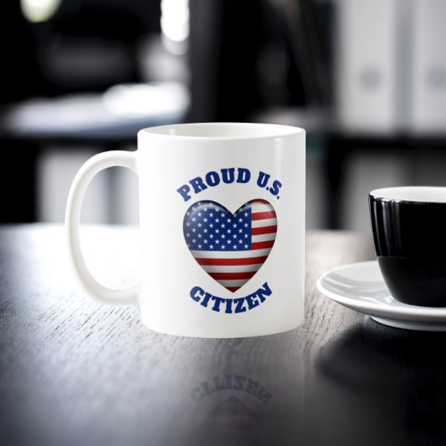 USA flagga | 3D-hjärteikon | Proud U.S. Citizen Kaffemugg (Skapare uppladdad)