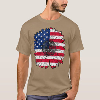 USA flagga 4:e juli Amerikanska Flagga Solros Tie T Shirt