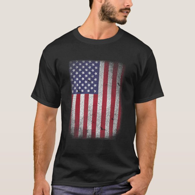 USA flagga 4:e juli Amerikanska Rött vitt blått st T Shirt (Framsida)