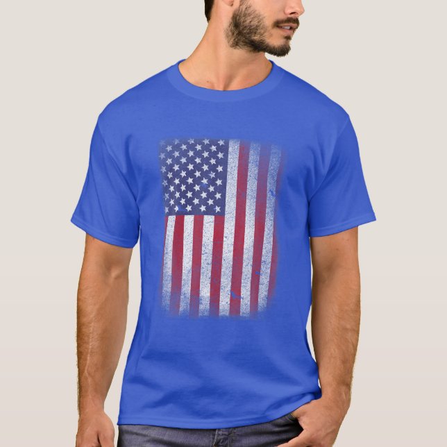 USA flagga 4:e juli Amerikanska Rött vitt blått st T Shirt (Framsida)